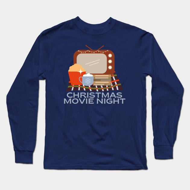 Christmas Movie Night Essentials Long Sleeve T-Shirt by aaalou